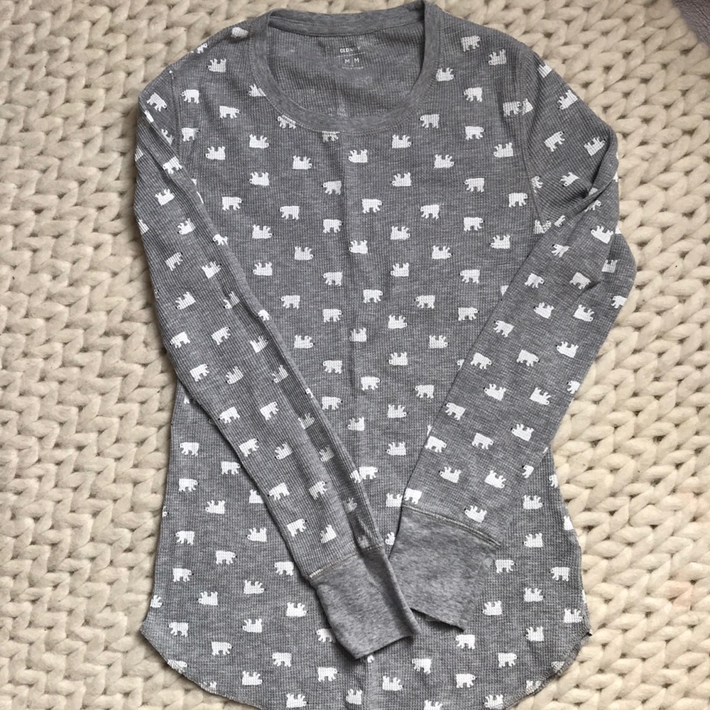 Old Navy Polar Bear Waffle Shirt Sz M